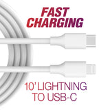 10' Braided Lightning to USB-C Fast Cable | Blue MFi