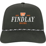 5-Panel Adjustable Hat | Black w/Black White Rope
