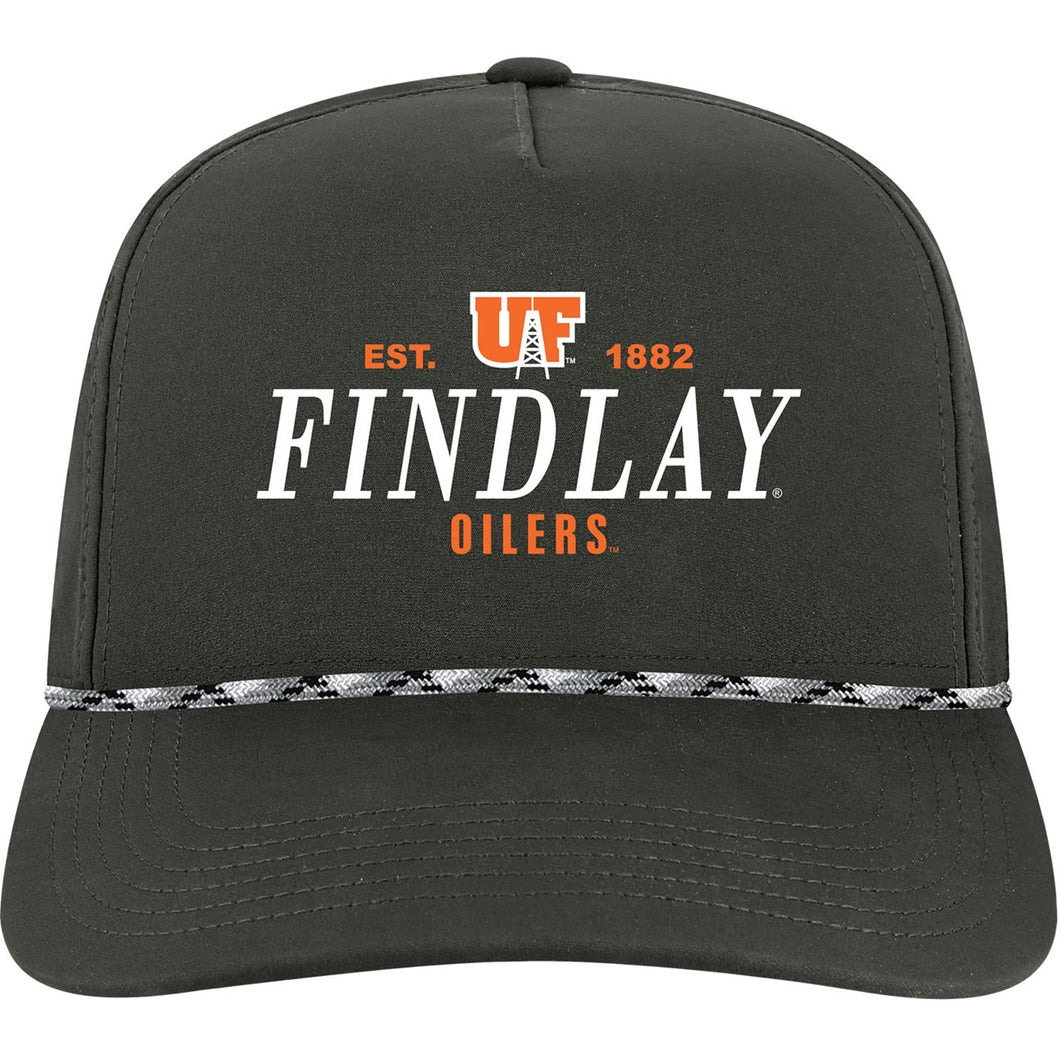 5-Panel Adjustable Hat | Black w/Black White Rope