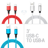 3' Braided USB C Cable | Red