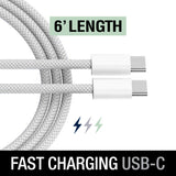 6' USB-C to USB-C Fast Cable - Silver