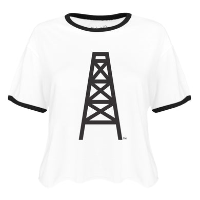Ladies Cutoff Ringer Tee | White