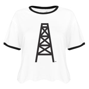 Ladies Cutoff Ringer Tee | White