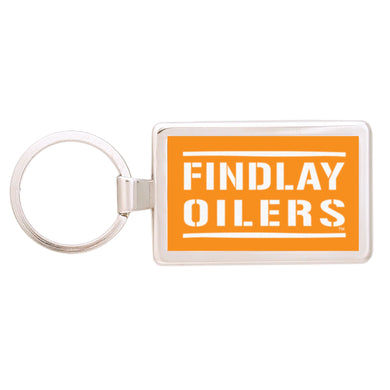 Silver Maverick Rectangular Key Tag | Orange