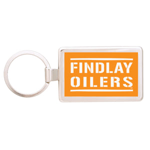 Silver Maverick Rectangular Key Tag | Orange