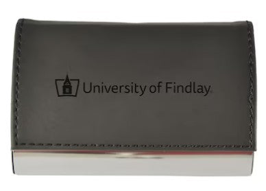 Imprinted Leather Accented Business Cardholder | Black