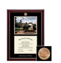 Campus Scene Diploma Frame | Black and Gold Mats