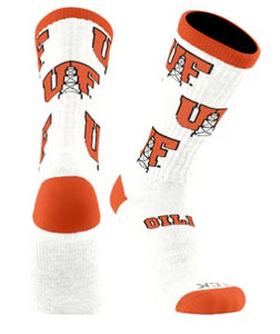 All Over Print Crew Sock | White / Orange