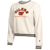 Women's Reverse Weave Yarn Dye Rib Crew | Chalky White/Orange