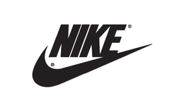 Black Nike logo on a white background
